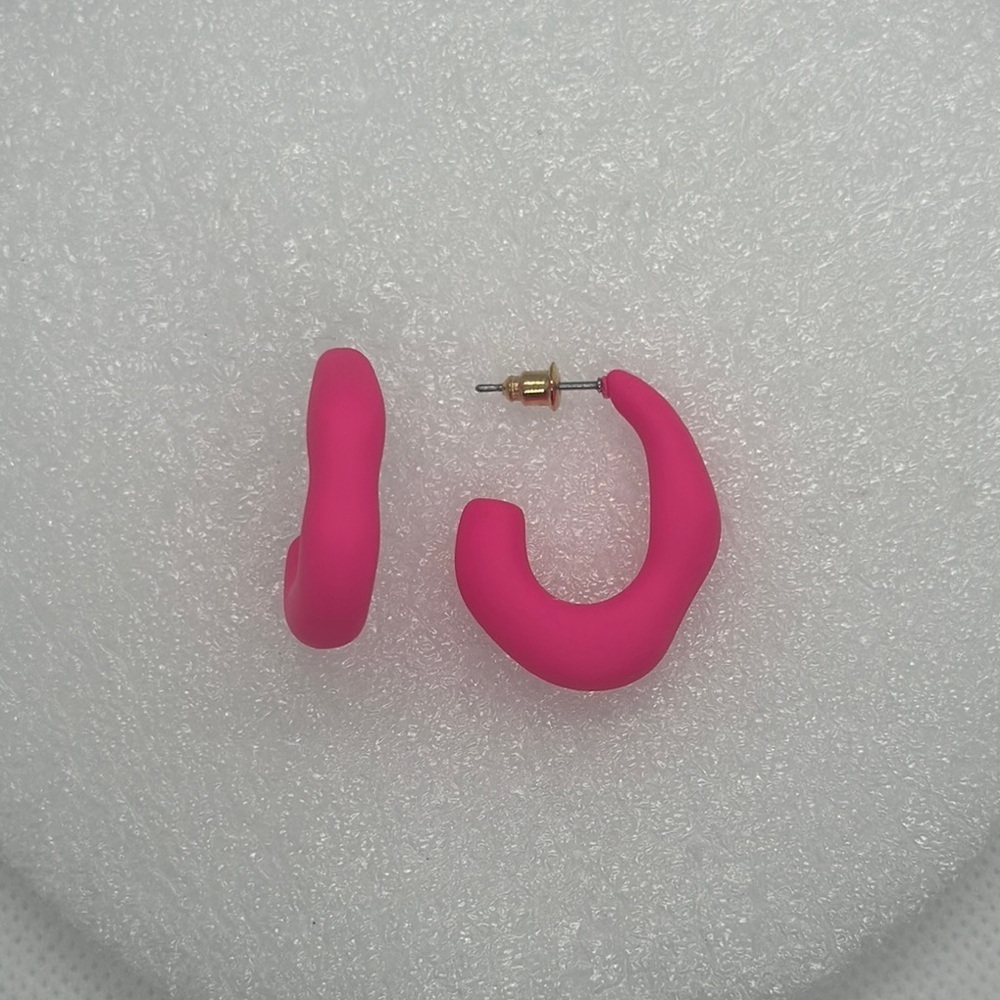 Hot Pink Acrylic Hoop Earrings - Chunky Statement Jewelry